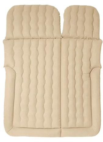 Sovbädd i bilen Uppblåsbar bilsäng Luftresemadrass PVC och flockande uppblåsbar bilsäng(Beige)