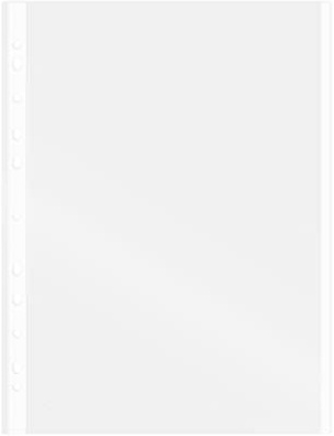 Grafoplás 5501070 Scatola 100 Custodie trasparenti, A4, Bianco, 11 Perforazioni, Polipropilene Extra Cristallo, Per Raccoglitore Anelli