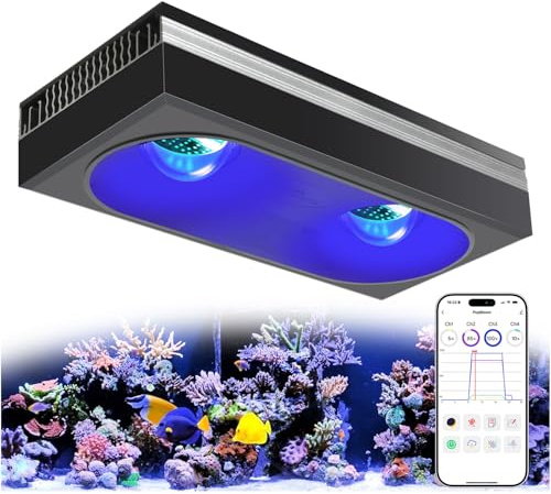 PopBloom RL180 WiFi Luz LED de Acuario Marino, Iluminación Acuario Marino para 80cm arrecife Coral Acuario de Peces,APP supporte l'espagnol