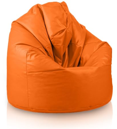 Bepouf - Pouf a Sacco Morbido in Ecopelle con Imbottitura in Palline di Polistirolo, Poltrona a Sacco Adatta per Camera e Salotto - Dimensione Media 110x70, Colore Arancione