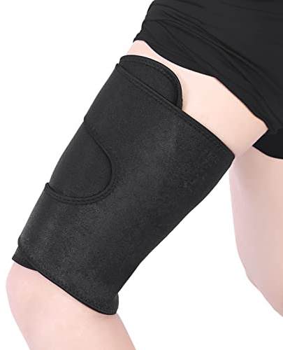 Soporte de Muslo Transpirable, Manga de Compresión de Isquiotibiales, Soporte de Neopreno Antideslizante para Cuádriceps, Envoltura de Muslo Ajustable para Esguinces, Distensiones, Músculos Tirados, L