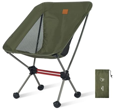 Naturheike YL08 Ultralight Camping Chair, 2.38LBS/1.08KG Backpacking Chair with Anti-Sinking Feet, Portable Compact Folding Chair for Hiking Camping Fishing Outdoor