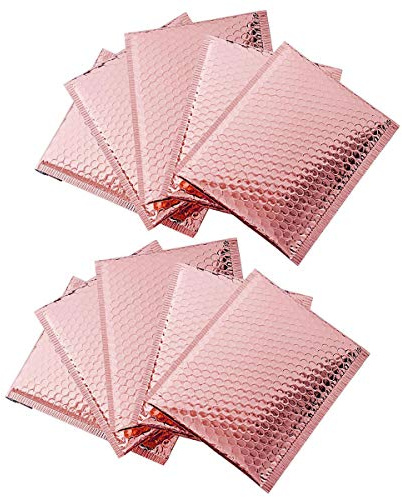 MilyaDE 10 buste a bolle d'aria, 15 x 20 cm, formato A6, con pellicola di alluminio, oro rosa