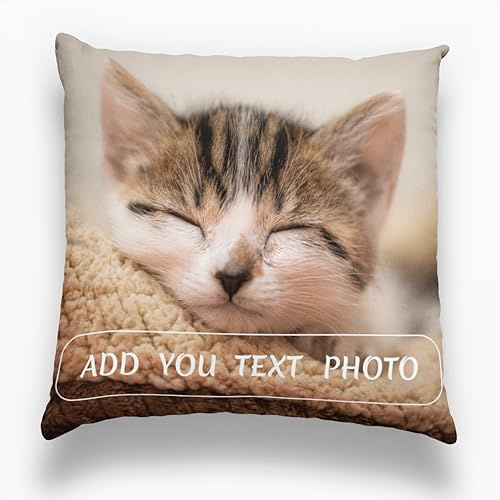 Coussin Personnalisé, Concevez Votre Propre Oreiller Photo, Impression Recto Verso, Oreiller De Couchage Amovible Et Lavable, Adapté Aux Cadeaux Créatifs Maison/Hôtel/Vacances (1 Photo, 35 x 35 cm)