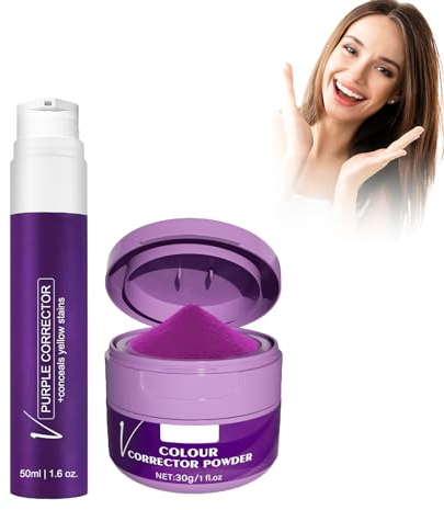 Dyceittdia 2pcs Pasta Dentífrica, 50ml v34 Pasta de Dientes Púrpura y 30g v34 Polvo Dentífrico, Polvo Dental Blanqueador, Dientes Blancos, Limpieza de Olores y Sarro, Aliento Fresco, toothpastes1