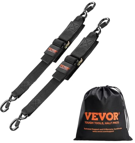 VEVOR Cinghie a Cricchetto Retrattili, 5,08 x 121,92 cm con Ganci di Sicurezza a S, 2 Pezzi Cinghie di Fissaggio a Cricchetto con Resistenza Rottura 680,4 kg, per Rimorchi, Veicoli, Barche