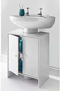 Fantastic Modern White Under Sink Bathroom Storage Cabinet Cupboard Vanity Unit Undersink Space-saving Addition To Your Home.W48 x H60 x D30cm (Approx.) - White