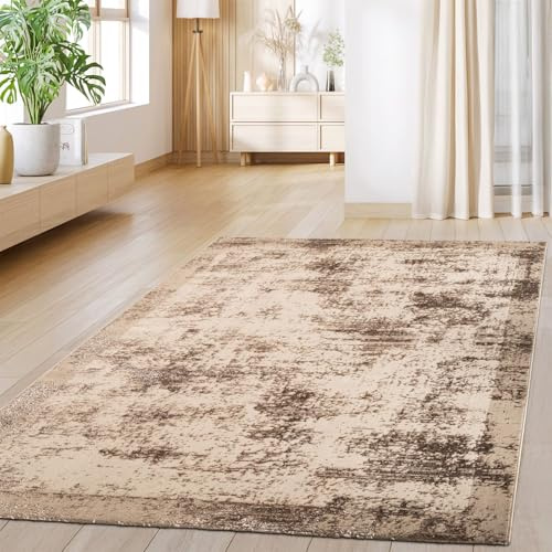 TT Home Alfombra Salón Comedor Vintage Oriental Pelo Corto Diseño Abstracto Robusto, Tamaño:80x150 cm