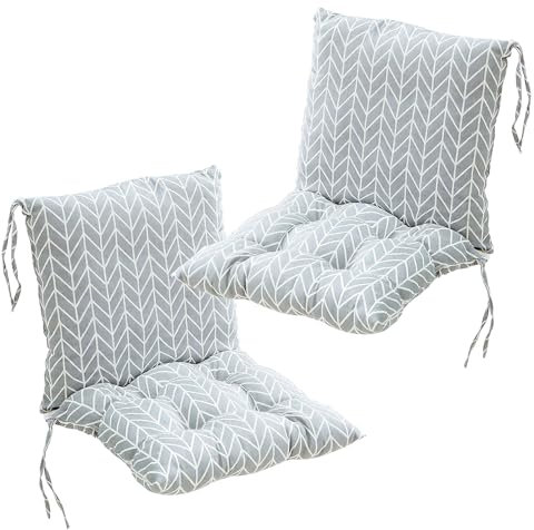 Generisch 2er Pack Niedriglehner Auflagen Set Stuhlauflage 40 x 80cm Rückenpolster Mit Gurtband Niedriglehnenkissen Gartenstuhlkissen Abnehmbares Rückenpolster (L)