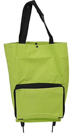 Yosoo Health Gear Carrito de Compras Plegable con Ruedas, Verde, Bolsa de Almacenamiento de Tela Multifuncional, Portátil, Reutilizable