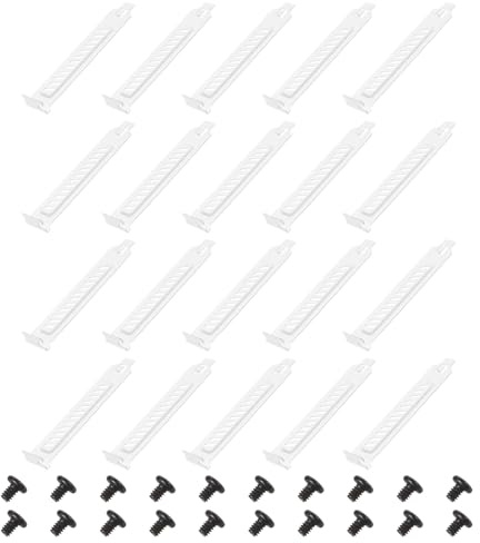 PATIKIL Copertura Slot PCI Filtro Polvere 12 X 1.9Cm 20 Pezzi Piastra Di Chiusura Ventilazione Deflettore Staffa Espansione Piastra Bianca Con Vite Per Custodie PC Computer Colore Bianco