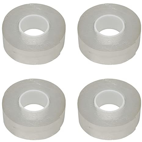 Shurzmotic Nastro Adesivo Doppia Faccia Trasparente, 4 Rotoli con Forte Adesione, Nastro Montaggio Riutilizzabile e Tagliabile per Poster Decorazioni Auto, Include per Rotolo con Alta Elas