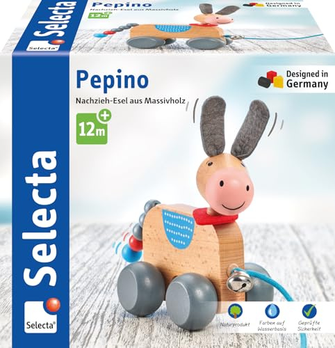 Selecta 62102 Pepino, giocattolo da traino, in legno, 13 cm