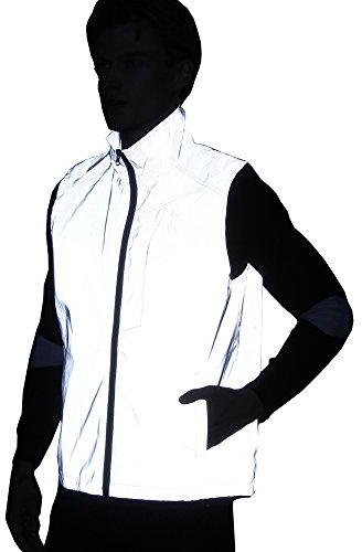 LZLRUN Men Women Reflective Vest Jacket Casual Hiphop Windbreaker Night Sporting Coat Hooded Fluorescent Clothing (M)