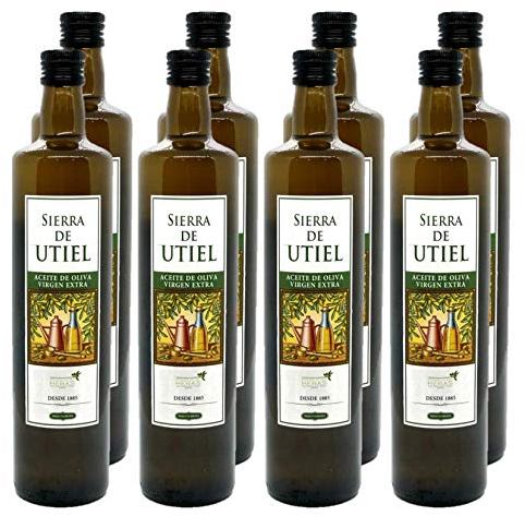 Sierra de Utiel - Aceite de Oliva Virgen Extra - Caja de 8 botellas de 750 ml - AOVE 100% natural producido en España