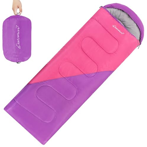 Clostnature Sleeping Bag for Adults and Kids - Lightweight Camping Sleeping Bag for Girls, Boys, Youths, Ultralight Backpacking Sleeping Bags for Cold Weather - Compression Sack Included(Left Zipper)