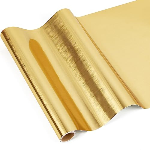 IModeur Metallisch Gebürstet Gold Vinylfolie Plotter - 30,5 x 125 cm Plotterfolie Gold Vinyl für DIY-Geschenke, Geburtstagsfeier