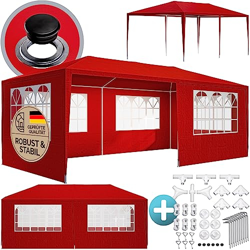 Casaria® Pavillon 3x6m UV-Schutz 18m² Dachösen Wasserabweisend 6 Seitenteile Stabil Festival Festzelt Partyzelt Fenster Gartenzelt Fest Rot