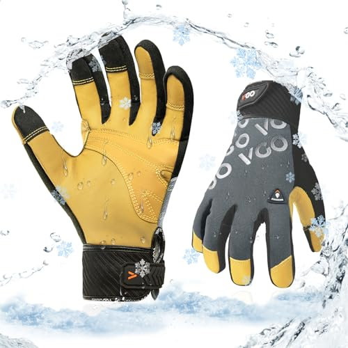 Vgo... Arbeitshandschuhe Touchscreen Caprina Leder, Multifunktionale Montagehandschuhe für Mechaniker Gartenarbeit Bauwesen Lager (XL (Packung mit 1)