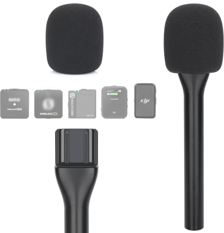 YOUSHARES Interview GO Handheld Adapter für DJI Mic 1/2, Rode Wireless GO I/II, Rode Wireless Me/Pro - Halterung Handadapter Griff mit Schaumstoff Popschutz Kompatibel mit den meisten Lavalier Mics