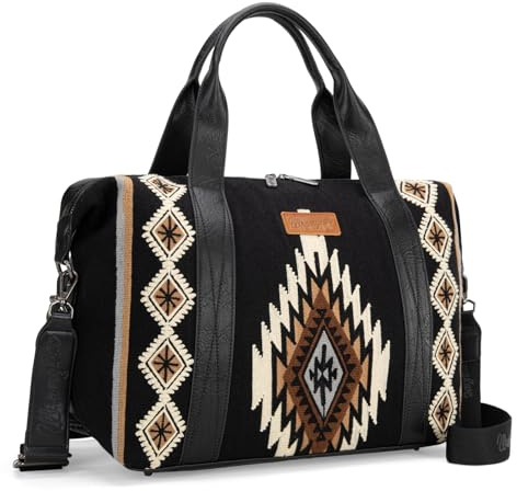 Wrangler Duffel Bag for Women Large Travel Weekender Bag Tapestry Designer Carry On Bags, Tapestry-Black