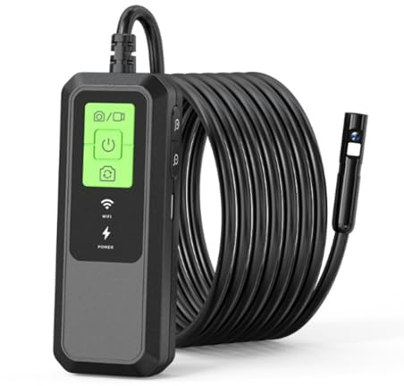 Candeon Endoscopio per Smartphone con Luce, wifi Telecamera Endoscopica IP67 Impermeabile Telecamera Ispezione tubi, Industriale Endoscopio Boroscopio Snake per And roid e i O S, 850mAh, 1M