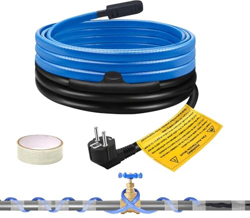 XPJBKC Begleitheizung Wasserleitung, 4M 120V Rohrbegleitheizung, Heizkabel mit Thermostat, Frostschutz Heizkabel, Selbstregulierendes Heizkabel 25W/M für Metall Hausrohren, Dachrinnen
