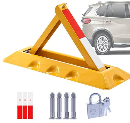Pilotes de estacionamiento, robusta cerradura de seguridad de estacionamiento plegable | Bloqueador de estacionamiento triangular para estacionamiento | Seguridad mejorada del vehículo(70CM)