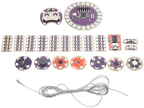 Xiuganpo Kit Elettronico da Cucito per Appassionati di Fai da Te e Studenti STEM, Kit Elettronico Completo da Cucito con Scheda di Sviluppo, Esplora Tessuti Elettronici da Cucire