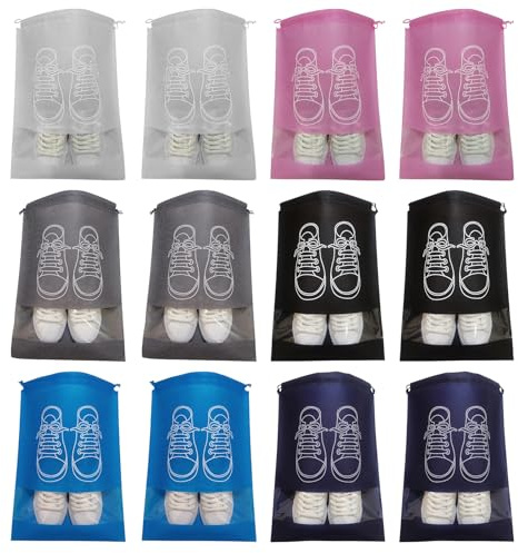 NiceNaiils 12 Pezzi sacchetti per scarpe,Porta Scarpe da Viaggi,Sacchetti per Scarpe Antipolvere,Sacchetti per Calzature con Coulisse,pour séparer les chaussures,vêtements