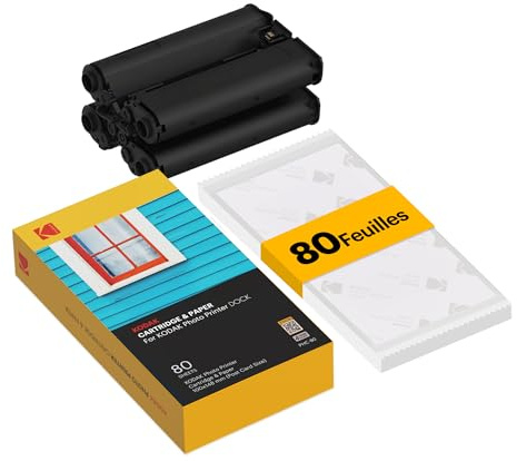 KODAK Dock Plus & Dock Photo Printer Cartridge PHC-80 – Cartridge Refill & Photo Paper- 80 Pack