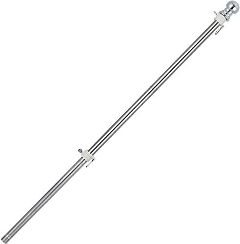 COCONUT 5FT Stainless Steel Tangle Free Flag Pole, for 3x5 American Flag, House Porch Residential Commercial Use, Silver (Bracket Not Included)