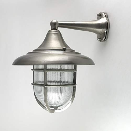 KsH und Co Arpia IP53 Große elegante Außenlaterne aus Nickel-Matt-Messing