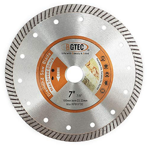 BGTEC Disque Diamant Turbo Super Mince - 180mm Lame de Scie Circulaire Diamètre de l'alésage 22,23 mm Pour découper la céramique/carrelage, le granite et les matériaux durs