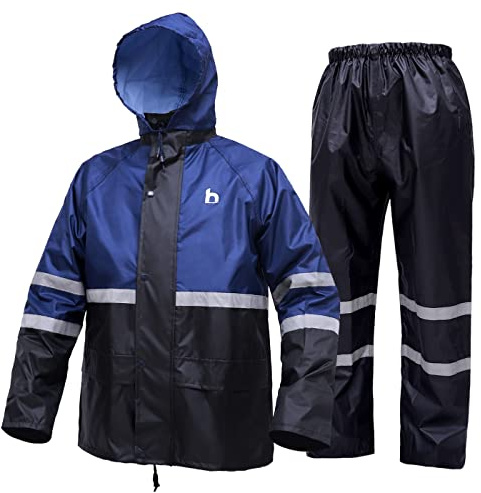 HAOKAISEN Rain Suit Jacket & Trouser Suit Raincoat for Men & Women Outdoor All-Sport Waterproof Breathable Anti-storm(Blue Medium)