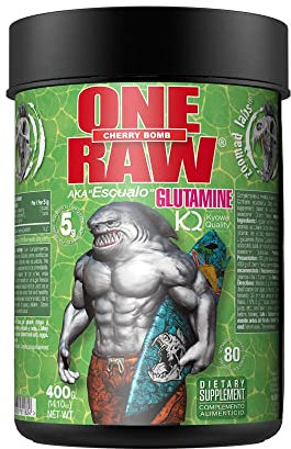 ZOOMAD LABS - One Raw Glutamina, Calidad Kyowa, Suplemento Alimenticio en Polvo, Recuperación Muscular, Metabolismo y Masa Muscular - 400 gr, Sabor Cherry Bomb