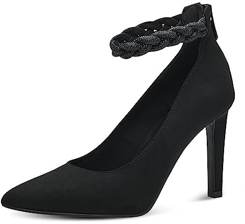 MARCO TOZZI Damen Pumps Spitz mit Riemen Spitz Elegant, Schwarz (Black), 38