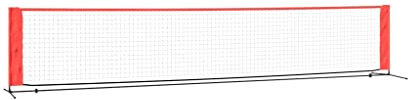 vidaXL Durable Tennis Net in Black and Red - 100% Polyester with Sturdy Steel Frame for Indoor/Outdoor Use - Portable for Easy Transportation