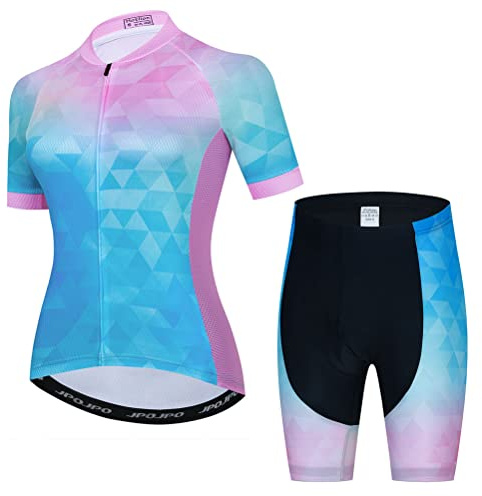 YOUALSO Conjunto de camiseta de ciclismo para mujer, camiseta y pantalones cortos, ropa de bicicleta para correr, ciclista, T2008-1, X-Small