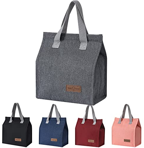 Lunchtasche, Kühltasche, Mittagessen Tasche, Isoliertasche, Tragbare Lunch-Taschen, Isolierte Thermotasche Tragetasche mit Folienfutter Wasserdichte für Herren Damen Arbeit Schule Picknick-Grau