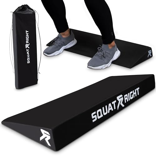 Squat Right Kniebeugenkeil – Premium extra breites und langlebiges Schrägbrett – Wadendehner mit Anti-Kipp-Design – ideal zur Verbesserung der Kraft, Gewichtheben, Physiotherapie und Verbesserung der