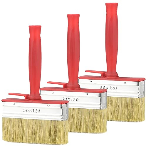 Graplan Pinceles de superficie 3 unidades de 30 x 120 mm de ancho, cepillo de cerdas con mango de plástico, pincel plano, sin pérdida de cerdas, grandes superficies, pinceles para pared, muebles,