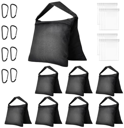 EMART Heavy Duty Sandbags - Weight Bags Heavy Duty Saddlebags Sand Bags for Photography, Backdrop Stand, Light Stand, Tripod, Photo Video Studio, Canopy, Patio, Tent - 8 Pack (Black)