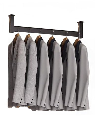 Bastone Armadio Appendiabiti Barra Appendiabiti Montata in Alto per Appendere I Vestiti, Tubo Appendiabiti Rettangolare in Metallo con Supporti Terminali, Asta per Tenda da Doccia Staccabile(100cm/39.