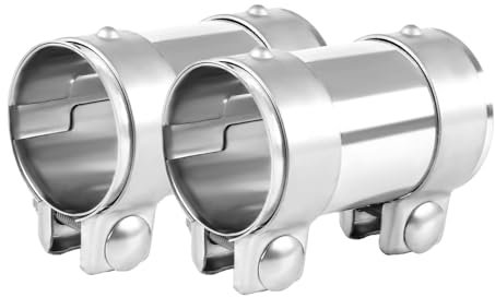 DOCAS Ø 51 mm x 125 mm de longitud tubo de escape universal, Abrazadera de tubo de escape de acero inoxidable, abrazaderas de escape con doble abrazadera sistema de escape universal(2 piezas)