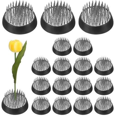 M METERXITY 18-Pack Flower Frog 1.3 Round Steel Flower Pins Flower Frog Holder Flower Arranger W Rubber Base Floral Frog for Arrangements Vase/Plant Decoration/Home Decor [1.1cm Pins]