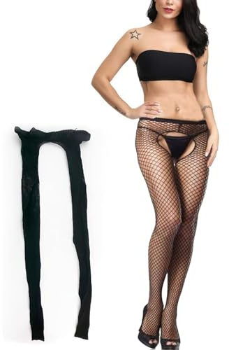 Norhogo Donne Sexy Aperta della Biforcazione del Net Calze, collant aperti, calze a rete nere donna, calze a rete nere donna autoreggenti, Cosplay Nylon Cavallo Aperto Calze da Pesca