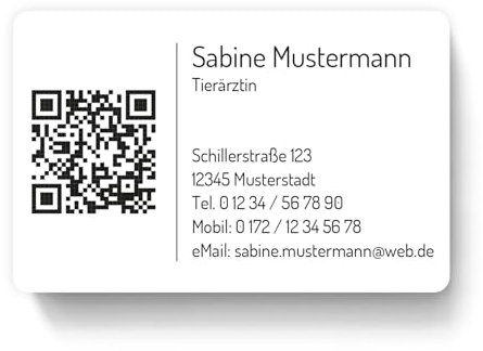 100 Visitenkarten, laminiert, mit Bild/Logo/QR-Code, inkl. Kartenspender
