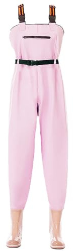 Aikelai 2-Ply PVC Insulated Chest Waders for Women,Waterproof Hunting Fishing Waders for Womens,Womens Fishing Waders with Boots (pink, UK4/EU38)