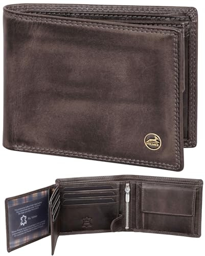Fa.Volmer Leder Geldbörse Herren mit RFID-Schutz - extra-stabile Doppelnaht (9+4 Card - Basalt Grey)